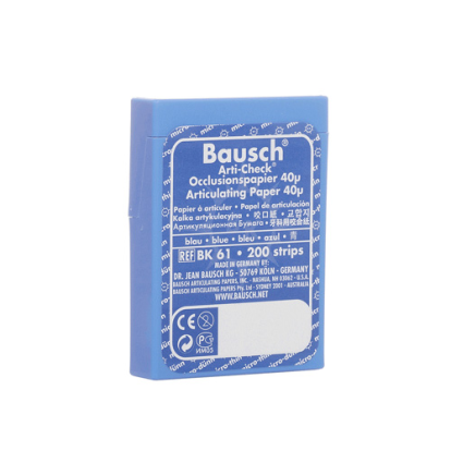 Артикуляционная бумага Bausch BK 61 - прямая, синяя (40мкм, 200шт), Bausch / Германия